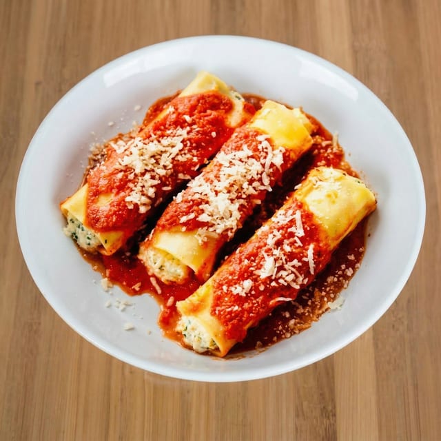 Baked Spinach Cannelloni.