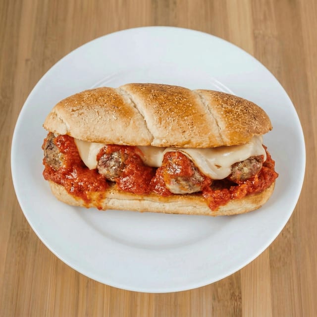 Meatball Parmigiana Sandwich.